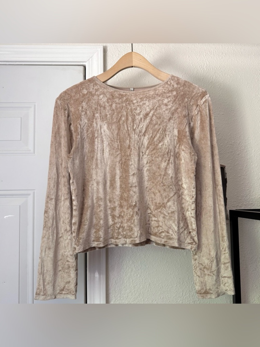 BASERANGE dusty rose blush modal velour velvet crushed long sleeve tee top